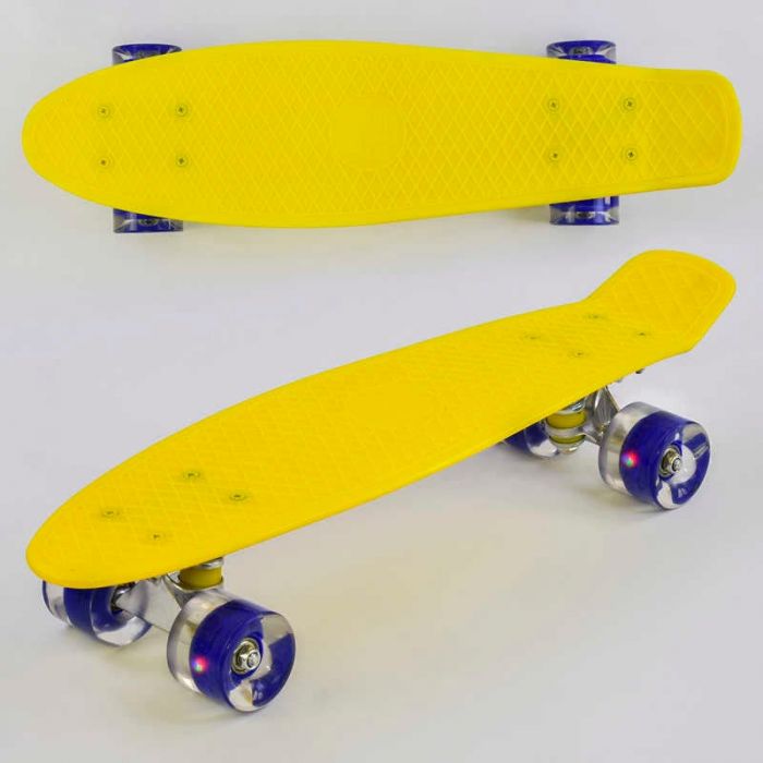 Скейт Пенні борд 1010 (8) Best Board, ЖОВТИЙ, дошка = 55см, колеса PU зі світлом, діаметр 6 см