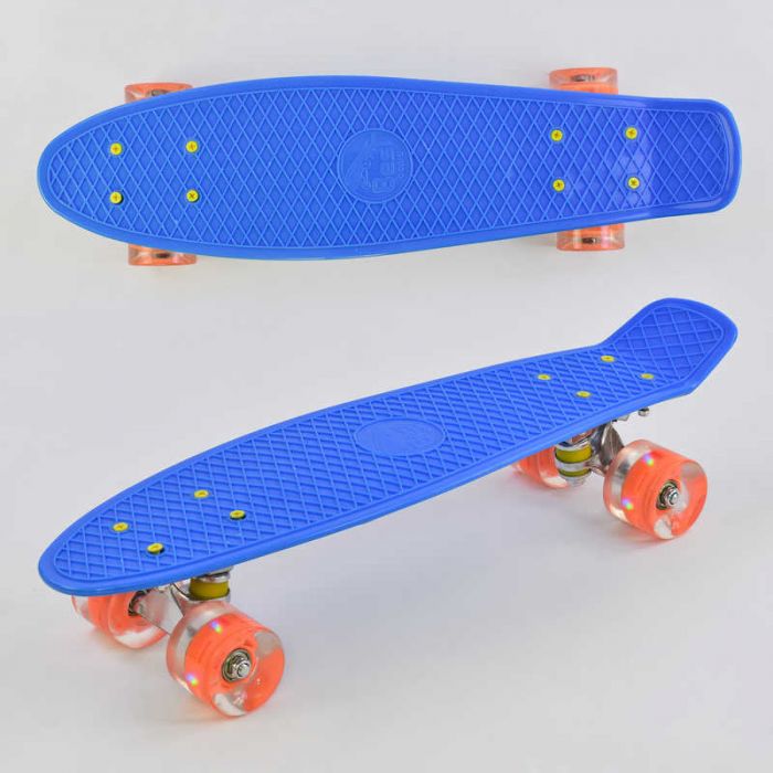 Скейт Пенни борд 0880 (8) Best Board, СИНИЙ, доска = 55см, колеса PU со светом, диаметр 6 см