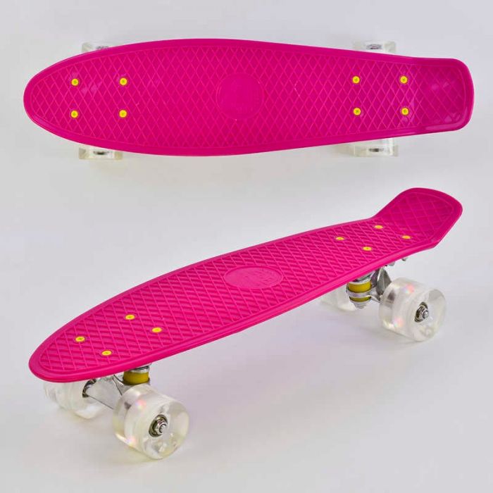 Скейт Пенни борд 9090 (8) Best Board, МАЛИНОВЫЙ, доска = 55см, колеса PU со светом, диаметр 6 см