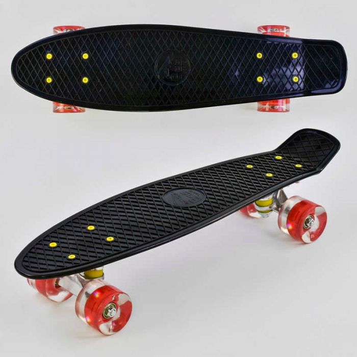 Скейт Пенни борд 0990 (8) Best Board, ЧЕРНЫЙ, доска = 55см, колеса PU со светом, диаметр 6 см