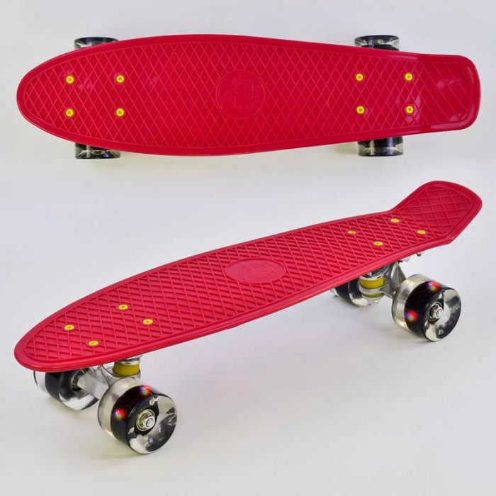 Скейт Пенни борд 0110 (8) Best Board, ВИШНЕВЫЙ, доска = 55см, колеса PU со светом, диаметр 6 см