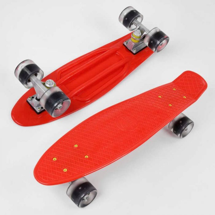 Скейт Пенни борд 8181 (8) Best Board, КРАСНЫЙ, доска = 55см, колеса PU со светом, диаметр 6 см