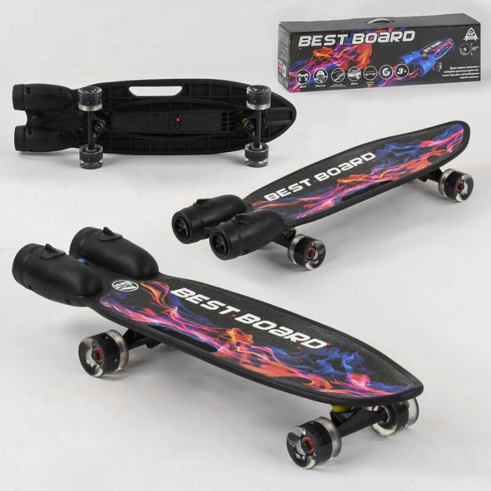 Скейтборд S-00501 Best Board (4) с музыкой и дымом, USB зарядка, аккумуляторные батареи, колеса PU со светом 60х45мм