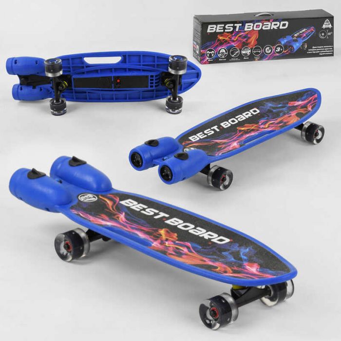 Скейтборд S-00605 Best Board (4) с музыкой и дымом, USB зарядка, аккумуляторные батареи, колеса PU со светом 60х45мм