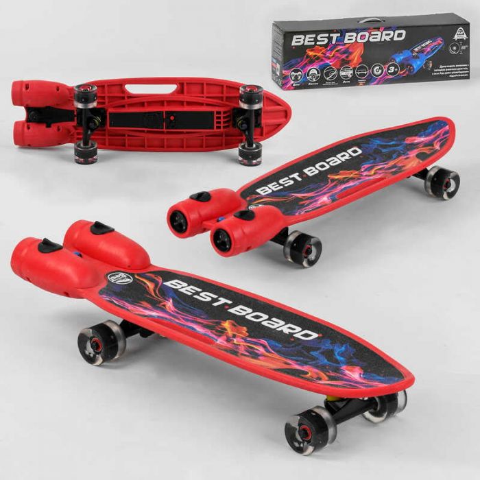 Скейтборд S-00710 Best Board (4) с музыкой и дымом, USB зарядка, аккумуляторные батареи, колеса PU со светом 60х45мм