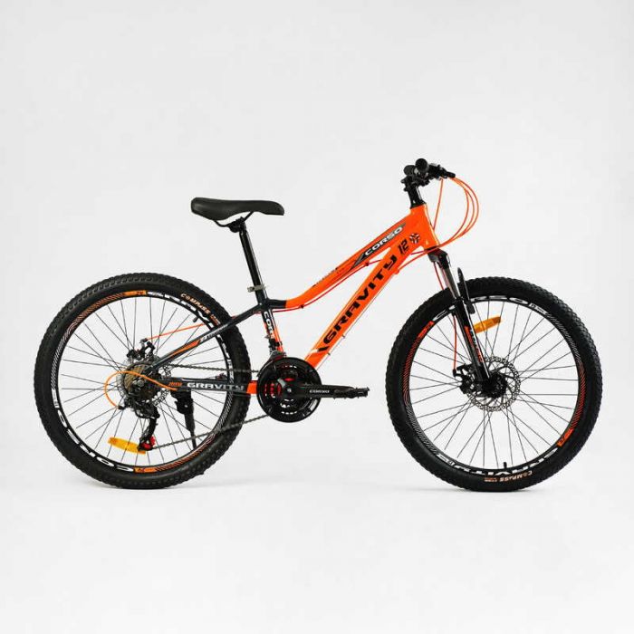 Велосипед Спортивный Corso «Gravity» 24" дюйма GR-24005 (1) рама алюминиевая 12’’, оборудование Shimano 21 скорость, собран на 75