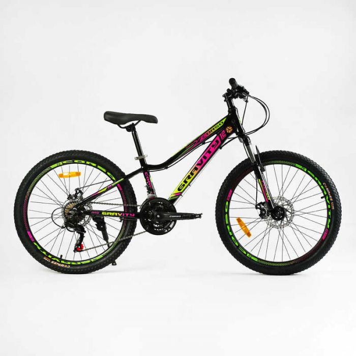 Велосипед Спортивный Corso «Gravity» 24" дюйма GR-24191 (1) рама алюминиевая 12’’, оборудование Shimano 21 скорость, собран на 75