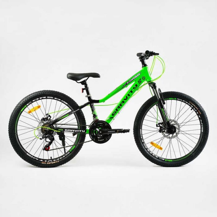 Велосипед Спортивный Corso «Gravity» 24" дюйма GR-24275 (1) рама алюминиевая 12’’, оборудование Shimano 21 скорость, собран на 75