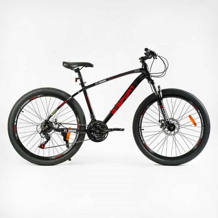 Велосипед Спортивний Corso «G-SPORT» 26" дюймів G-26124 (1) рама алюмінієва 17``, обладнання Shimano 21 швидкість, зібраний на 75