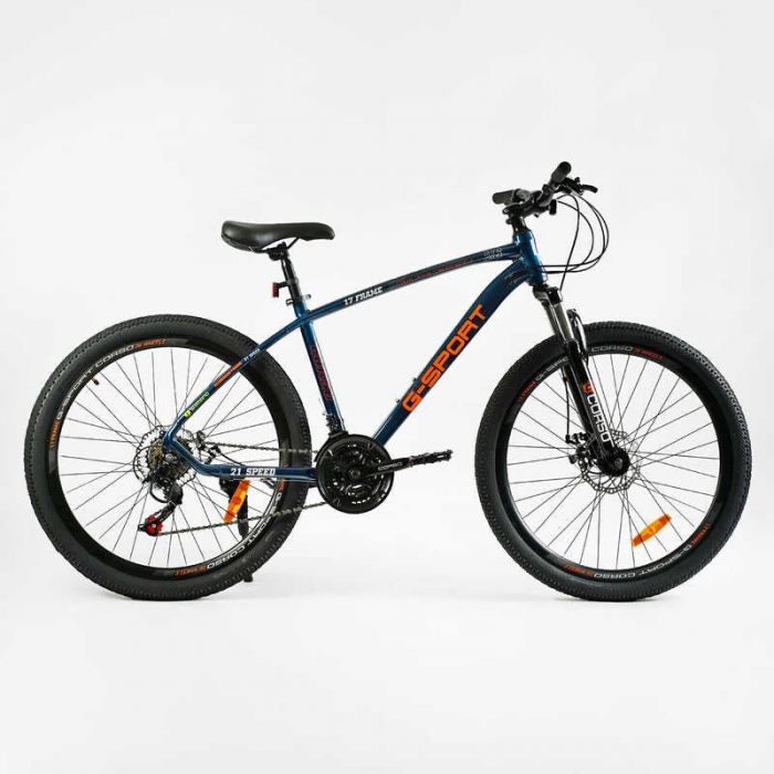 Велосипед Спортивный Corso «G-SPORT» 26" дюймов G-26168 (1) рама алюминиевая 17", оборудование Shimano 21 скорость, собранный на 75