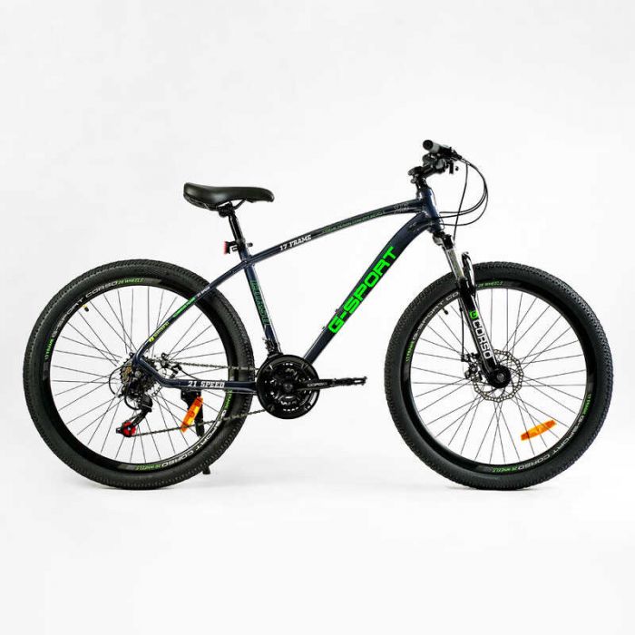 Велосипед Спортивный Corso «G-SPORT» 26" дюймов G-26235 (1) рама алюминиевая 17", оборудование Shimano 21 скорость, собранный на 75