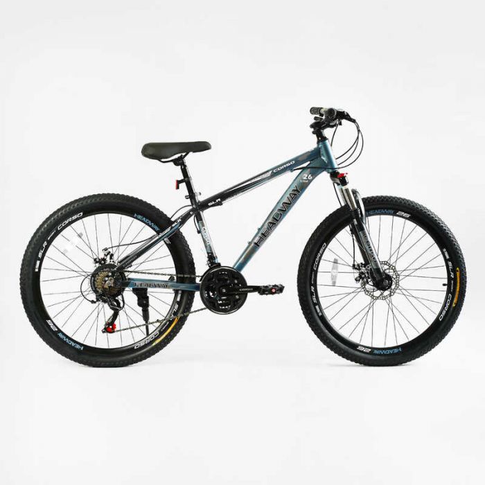 Велосипед Спортивный CORSO «HEADWAY» 26" дюймов HW-26314 (1) рама алюминиевая 15", оборудование Shimano 21 скорость, собранный на 75