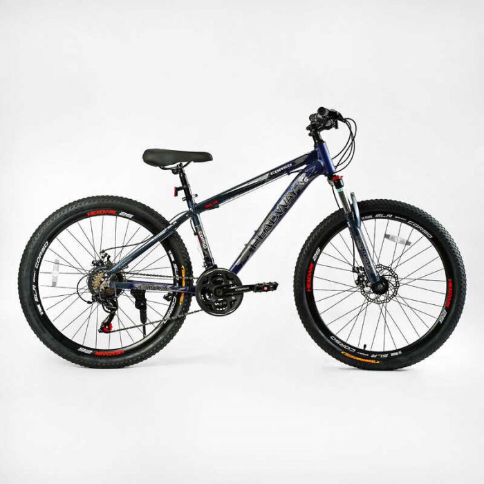 Велосипед Спортивний CORSO «HEADWAY» 26" дюймів HW-26912 (1) рама алюмінієва 15``, обладнання Shimano 21 швидкість, зібраний на 75