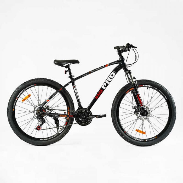 Велосипед Спортивний CORSO «HI RACE PRO» 27,5" дюймів HR-27003 (1) рама алюмінієва 17``, обладнання Shimano 21 швидкість, зібраний на 75