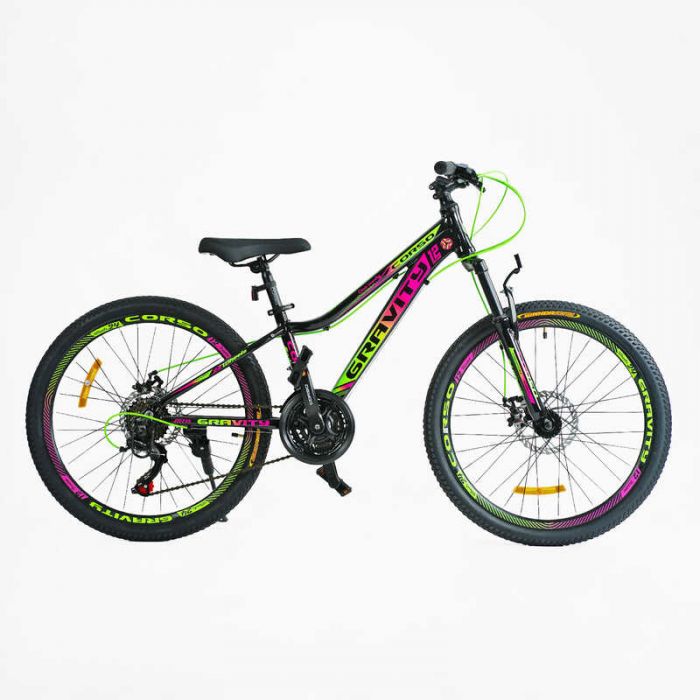 Велосипед Спортивний Corso «GRAVITY» 24" дюйми GR-24617 (1) рама алюмінієва 12’’, обладнання Shimano 21 швидкість, зібран на 75