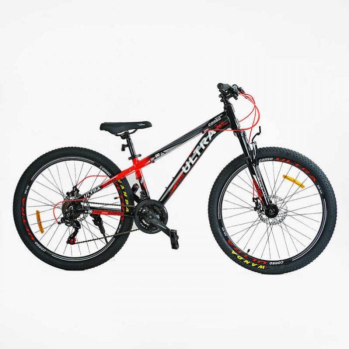 Велосипед Спортивный Corso «ULTRA» 26" дюймов UL-26326 (1) рама алюминиевая 13’’, оборудование Shimano 21 скорость, собранный на 75