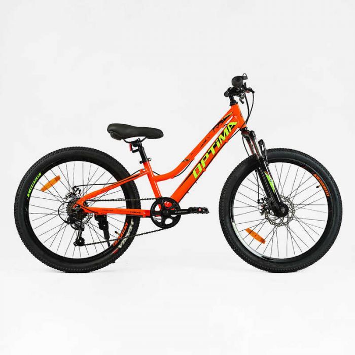 Велосипед Спортивный Corso «OPTIMA» 24" дюйма TM-24114 (1) рама алюминиевая 11'', оборудование Shimano RevoShift 7 скоростей, собранный на 75