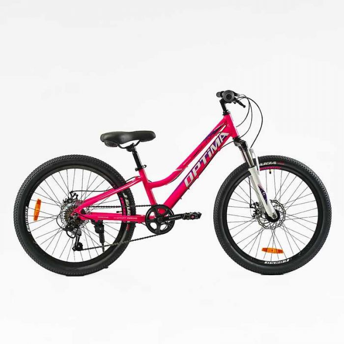 Велосипед Спортивный Corso «OPTIMA» 24" дюйма TM-24936 (1) рама алюминиевая 11'', оборудование Shimano RevoShift 7 скоростей, собранный на 75