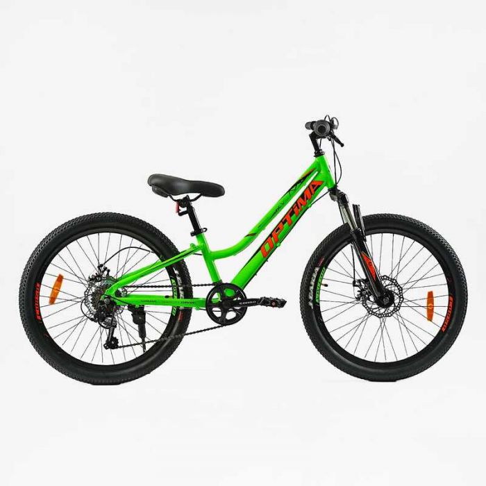 Велосипед Спортивний Corso «OPTIMA» 24" дюйми TM-24355 (1) рама алюмінієва 11'', обладнання Shimano RevoShift 7 швидкістей, зібраний на 75