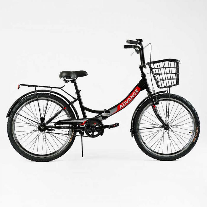 Велосипед складний Corso 24`` Advance AD-24400 (1) одношвидкісний, складна сталева рама 14``, корзина, багажник