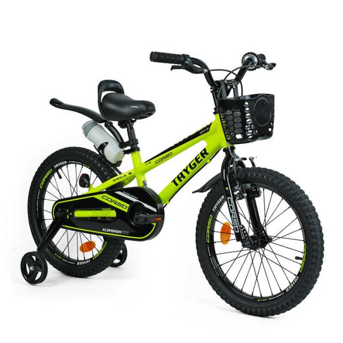 Велосипед 2-х колесный 18" "CORSO" TG-82159 "TAYGER" (1) алюминиевая рама, ручной тормоз, доп. колеса, колокольчик, бутылочка, собран на 85