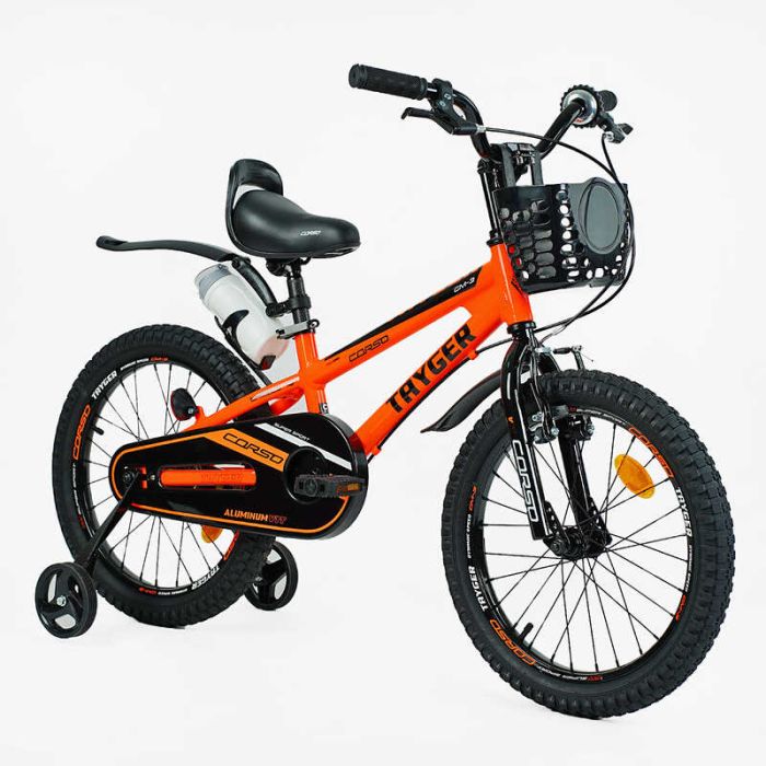 Велосипед 2-х колісний 16" "CORSO" TG-60258 "TAYGER" (1) алюмінієва рама, ручне гальмо, дод. колеса, дзвоник, бутилочка, зібран на 85