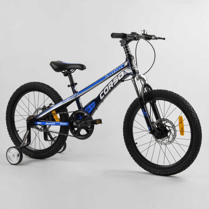 Дитячий магнієвий велосипед 20'' CORSO «Speedline» MG-64713 магнієва рама, дискові гальма, додаткові колеса, зібраний на 75