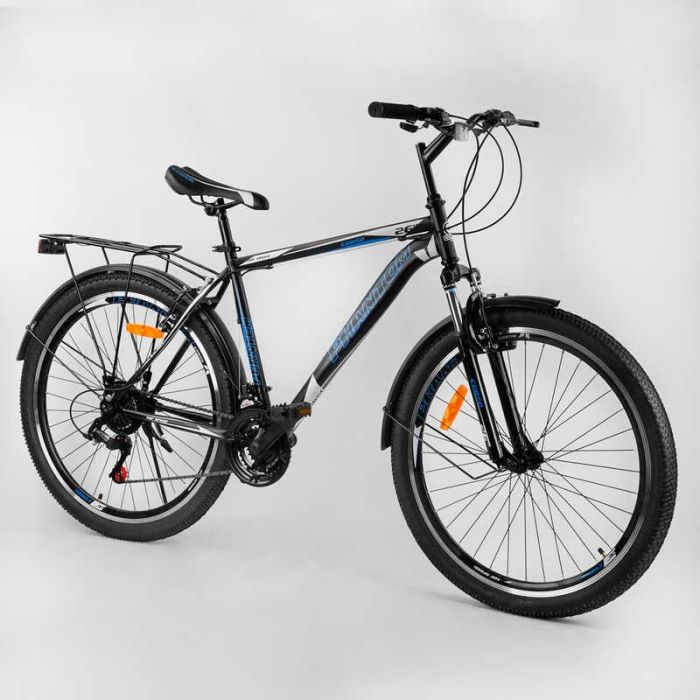 Велосипед Спортивний CORSO «Phantom» 26" дюймів 25664 (1) рама металева, SunRun 21 швидкість, крила, багажник, зібраний на 75