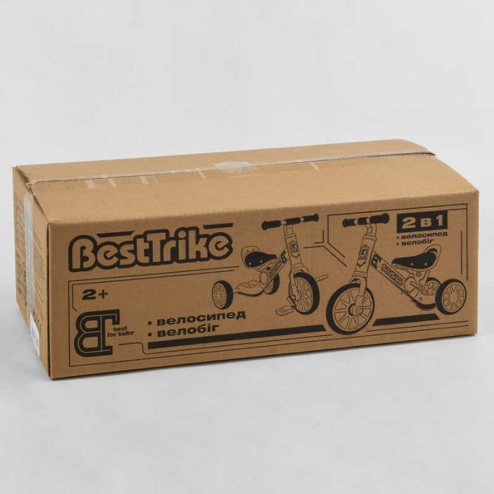 Велосипед 3-х колесный 71616 (1) "Best Trike", 2в1, велобег, металлическая рама, пено колесо EVA, переднее d=21см, заднее d=17см, в коробке