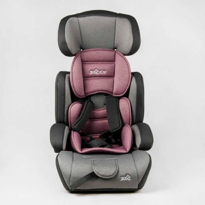 Автокресло 36800 - VL(4) "JOY", цвет - серо-розовый, универсальное, с бустером, группа 1/2/3, вес ребенка от 9-36 кг, в пакете