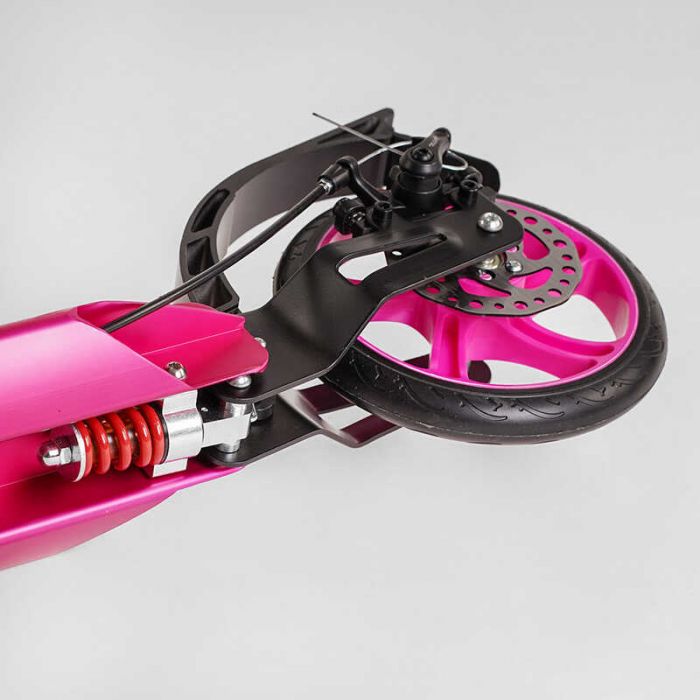 Самокат алюминиевый Best Scooter BS-45011 (4) ручной дисковый тормоз, колеса PU, диаметр колес - 200мм, 2 амортизатора, подстаканник, в коробке