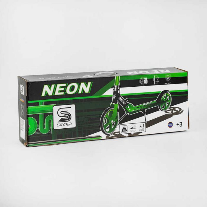 Самокат двоколісний "Skyper Neon" N-20673 (6) сталева рама, ручне гальмо, колеса PU діаметр 200мм, грипси гумові