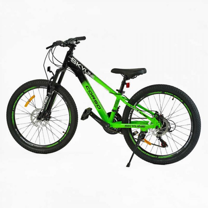 Велосипед Спортивный Corso «SKYLINE» 24" дюймов SL- 24055 (1) рама алюминиевая 11’’, оборудование Shimano 21 скорость, собранный на 75