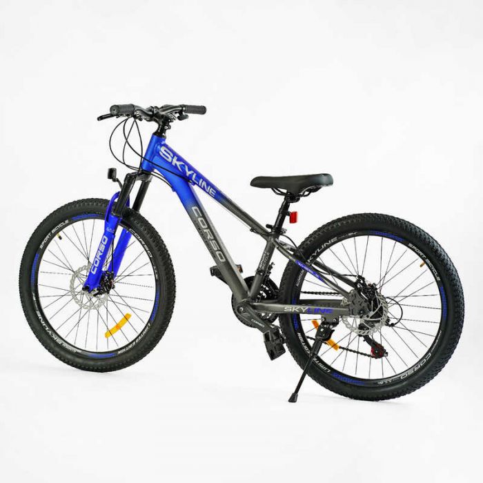 Велосипед Спортивний Corso «SKYLINE» 24" дюймів SL- 24178 (1) рама алюмінієва 11’’, обладнання Shimano 21 швидкість, зібраний на 75