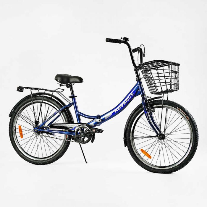 Велосипед складний Corso 24`` Advance AD-24003 (1) одношвидкісний, складна сталева рама 14``, корзина, багажник
