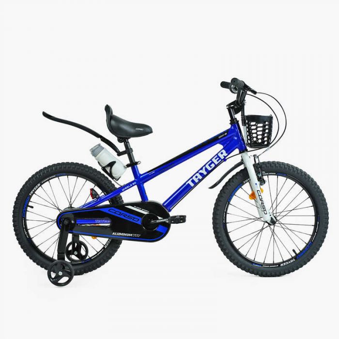 Велосипед 2-х колісний 20" "CORSO" TG-62355 "TAYGER" алюмінієва рама, ручне гальмо, дод. колеса, дзвоник, бутилочка, зібран на 85