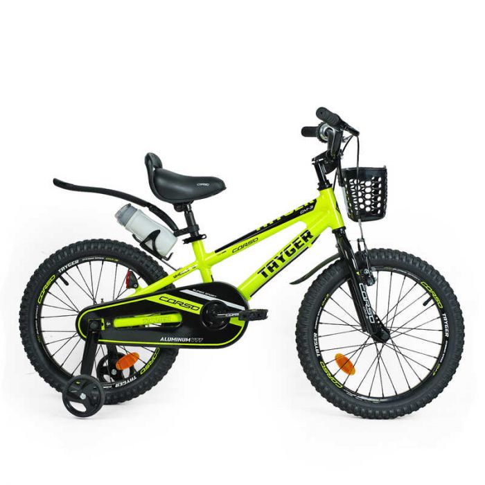 Велосипед 2-х колесный 18" "CORSO" TG-82159 "TAYGER" (1) алюминиевая рама, ручной тормоз, доп. колеса, колокольчик, бутылочка, собран на 85