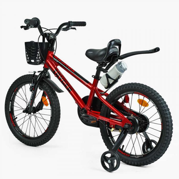 Велосипед 2-х колісний 18" "CORSO" TG-43922 "TAYGER" алюмінієва рама, ручне гальмо, дод. колеса, дзвоник, бутилочка, зібран на 85