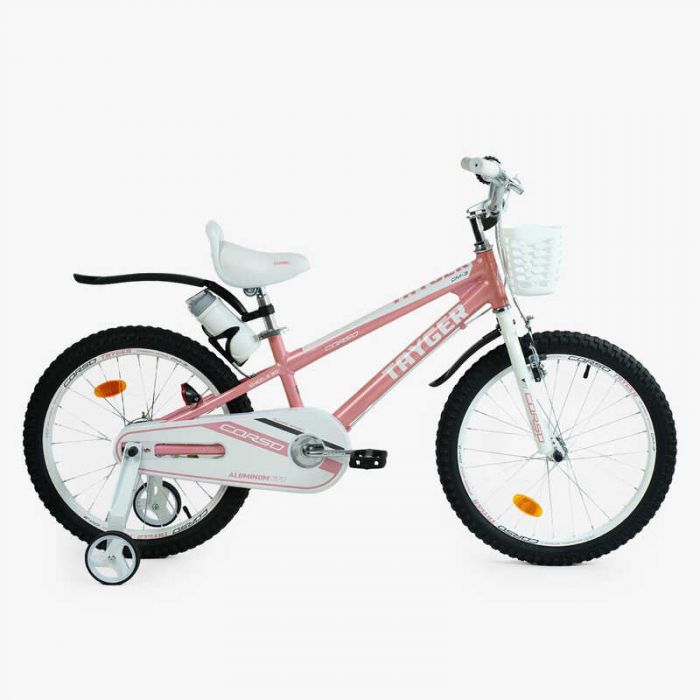 Велосипед 2-х колісний 20" "CORSO" TG-45933 "TAYGER" алюмінієва рама, ручне гальмо, дод. колеса, дзвоник, бутилочка, зібран на 85