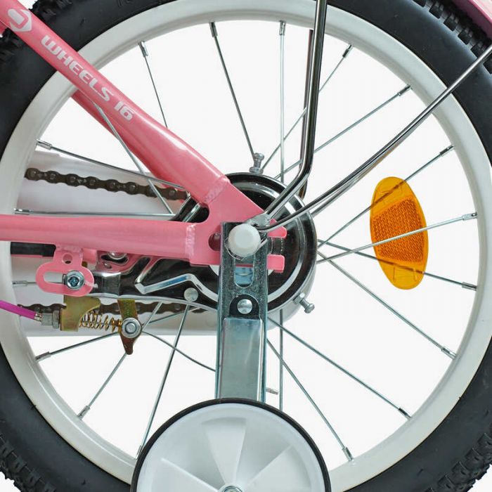 Велосипед 2-х колесный 16" "CORSO" NC-16907 "Nice" (1) стальная рама, ручной тормоз, доп. колеса, звонок, корзина, собраны