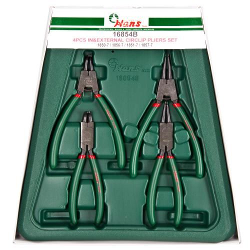 Комплект щипців для стопорних кілець 7", 4предм(16854B) HANS (16854B)