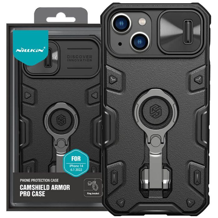 TPU+PC чохол Nillkin CamShield Armor Pro no logo (шторка на камеру) для Apple iPhone 14 / 13 (6.1")