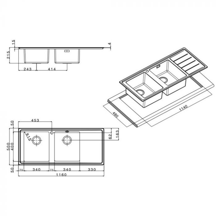 Кухонная мойка Apell Linear Plus LNP1162FLBC Brushed