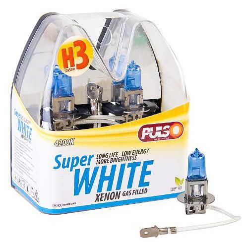 Лампи PULSO/галогенні H3/PK22S 12v55w super white/plastic box