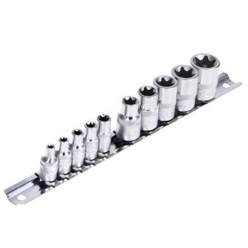 Набір торцевих головок зовнішній торкс 1/4"-3/8"DR Е4-Е18, 10предм (5610E) HANS