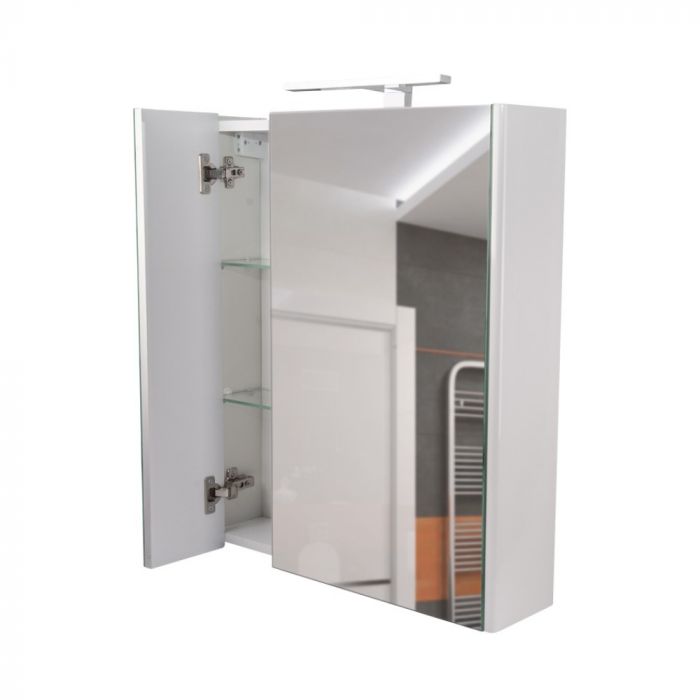 Зеркальный подвесной шкаф Qtap Albatross 600х700х145 White с LED-подсветкой QT0177ZP600LW