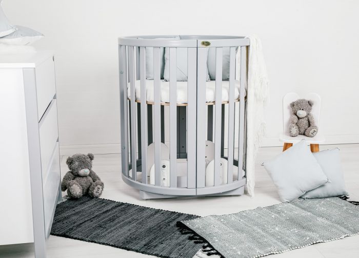 Дитяче ліжечко трансформер  Angelo 7-в-1 в сірому кольорі.