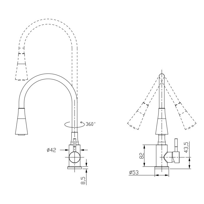 Змішувач для кухні Lidz Aria 015F31 з гнучким виливом (k35) LDARI015F31BNK31872 Black / Nickel