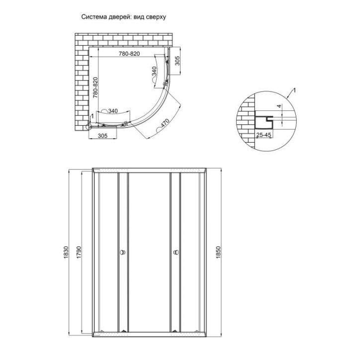 Lidz 4мм фіксоване скло тоноване Gray ATWA SC80x80.LOW.GR