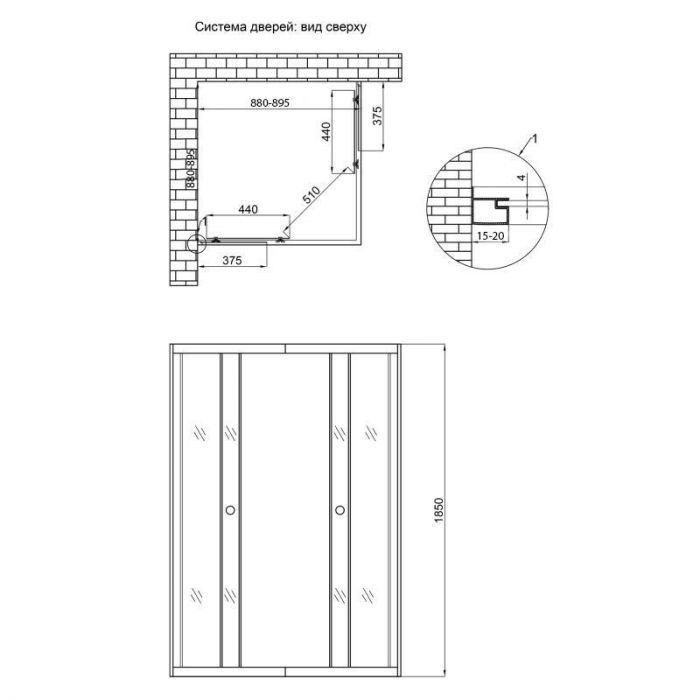 Lidz 4мм фіксоване скло тоноване Gray WAWEL SC90x90.LOW.GR